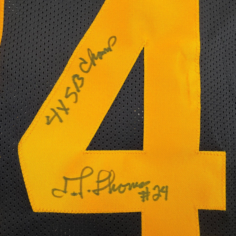 Autographed/Signed JT Thomas Pittsburgh Black Color Rush Football Jersey Beckett BAS COA