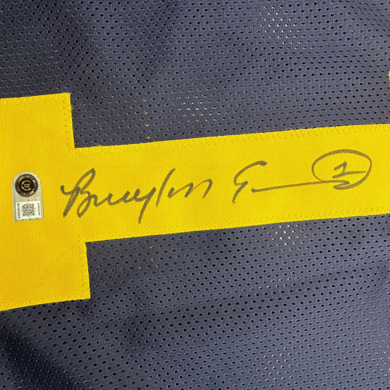 Autographed/Signed Braylon Edwards Michigan Blue College Football Jersey Beckett BAS COA