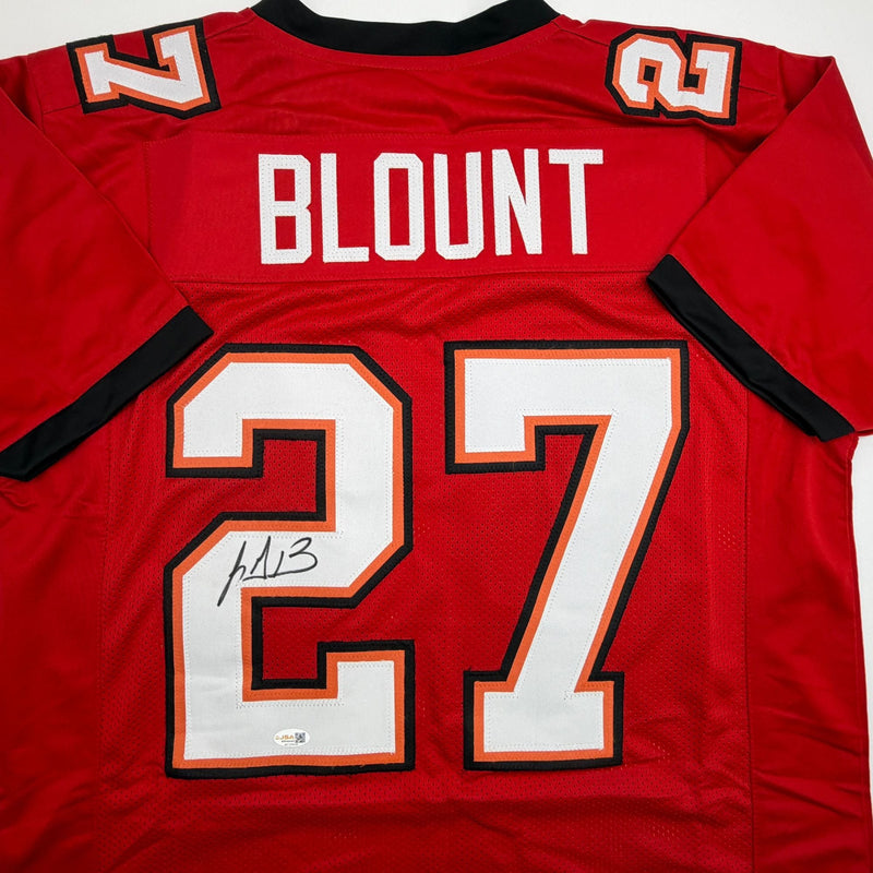 Autographed/Signed LeGarrette Blount Tampa Bay Red Football Jersey JSA COA