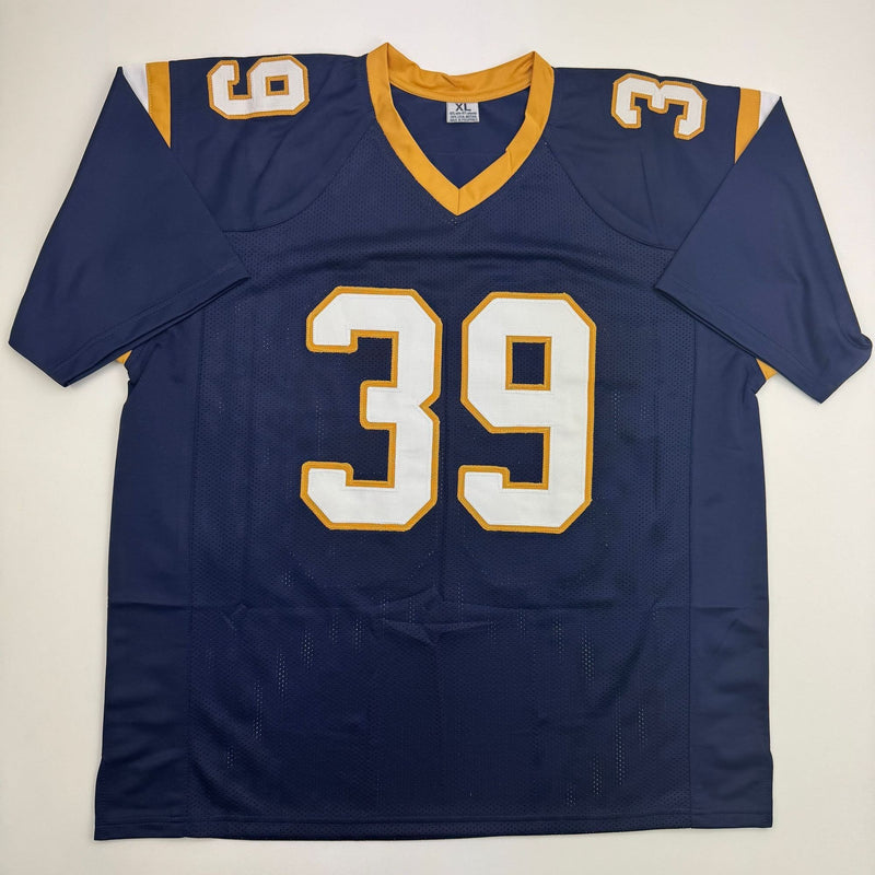Autographed/Signed Steven Jackson St. Louis Dark Blue Football Jersey Beckett BAS COA
