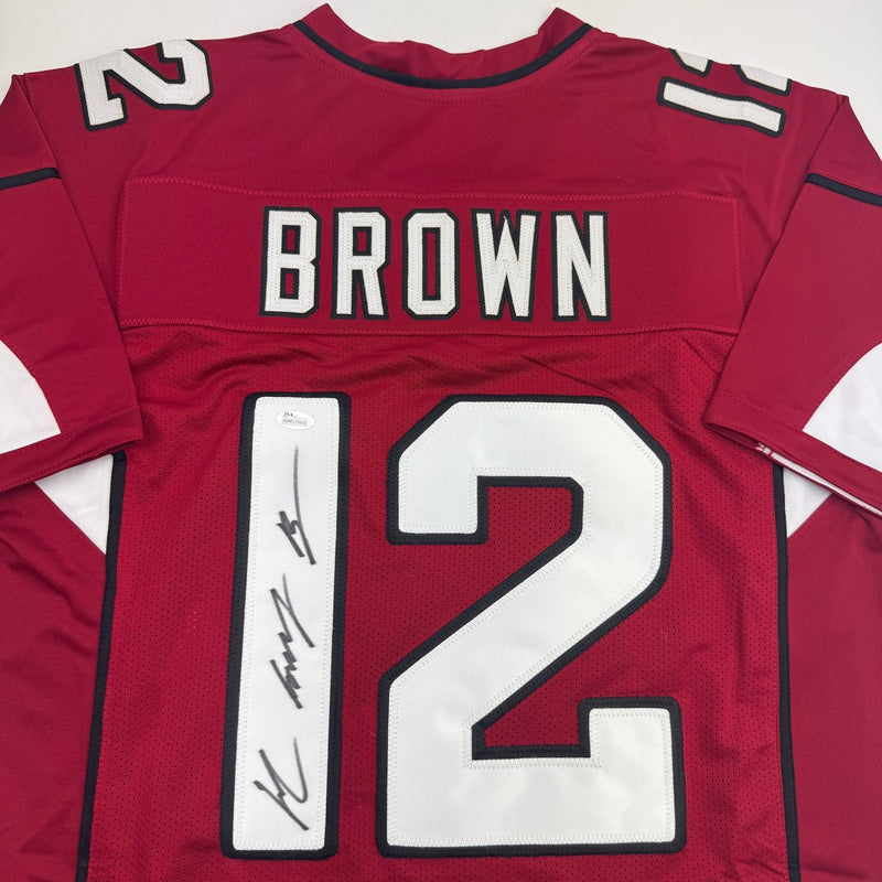 Autographed/Signed John Brown Arizona Red Football Jersey JSA COA