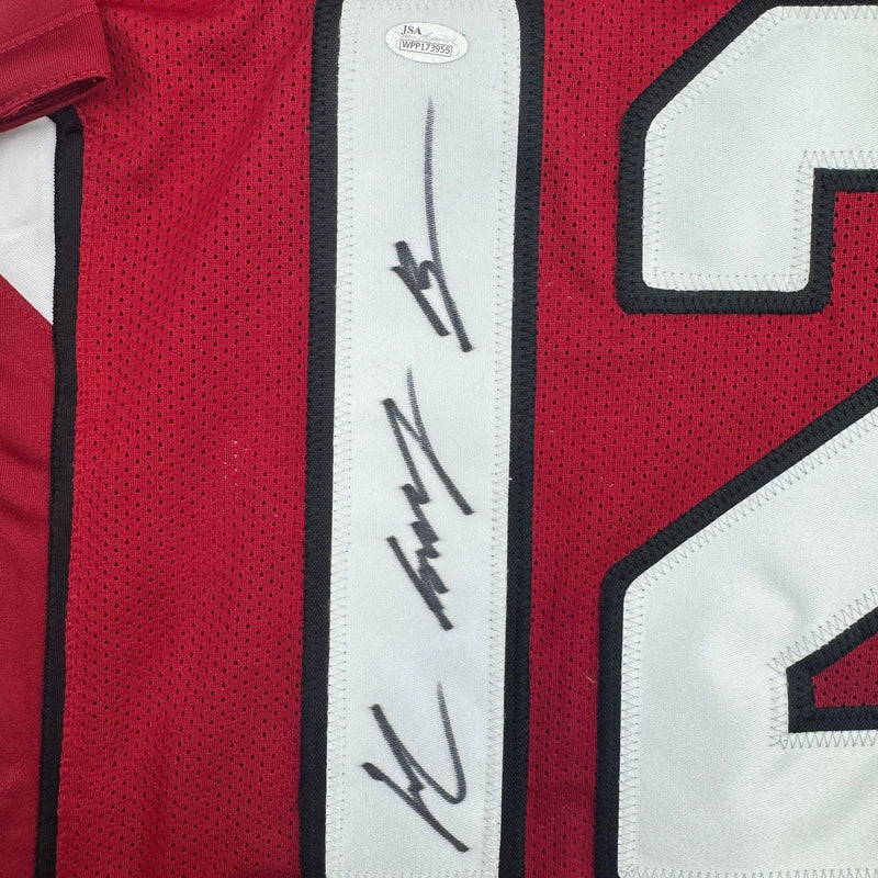 Autographed/Signed John Brown Arizona Red Football Jersey JSA COA