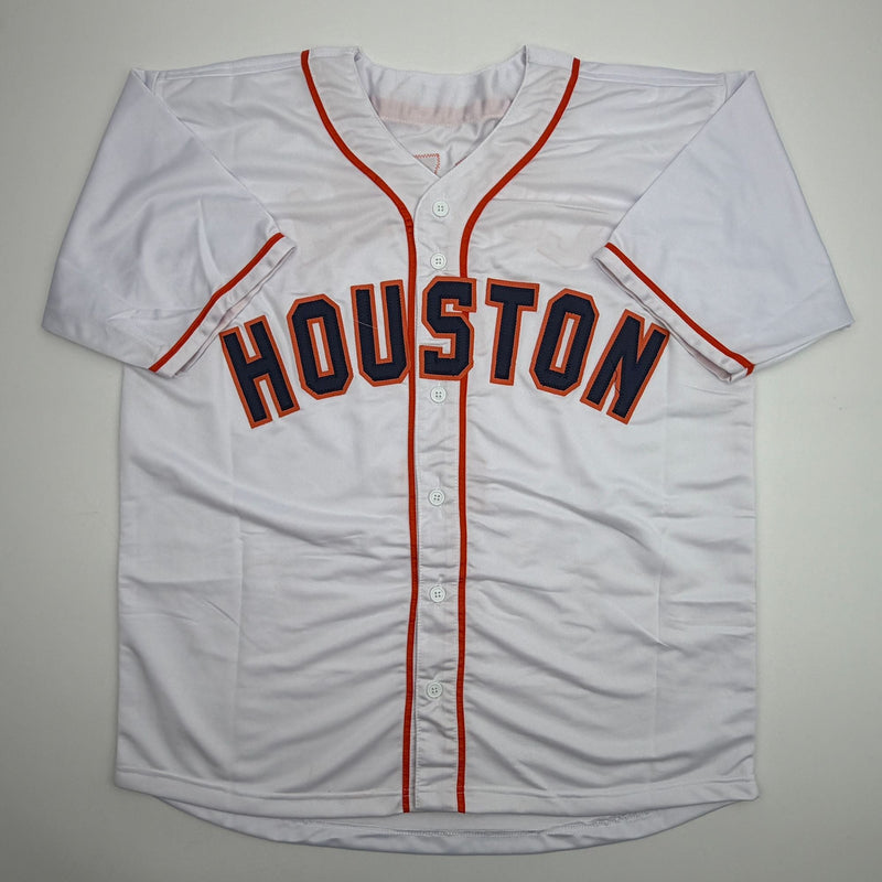 Autographed/Signed Carlos Correa Houston White Baseball Jersey Beckett BAS COA