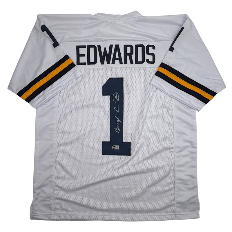 Autographed/Signed Braylon Edwards Michigan White College Football Jersey Beckett BAS COA