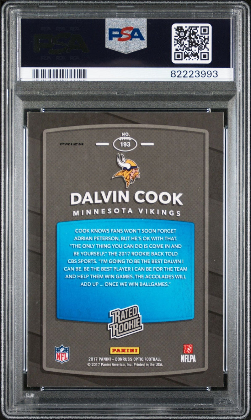 Graded 2017 Panini Donruss Optic Dalvin Cook #193 Red/Yellow Rookie RC Football Card PSA 10 Gem Mint
