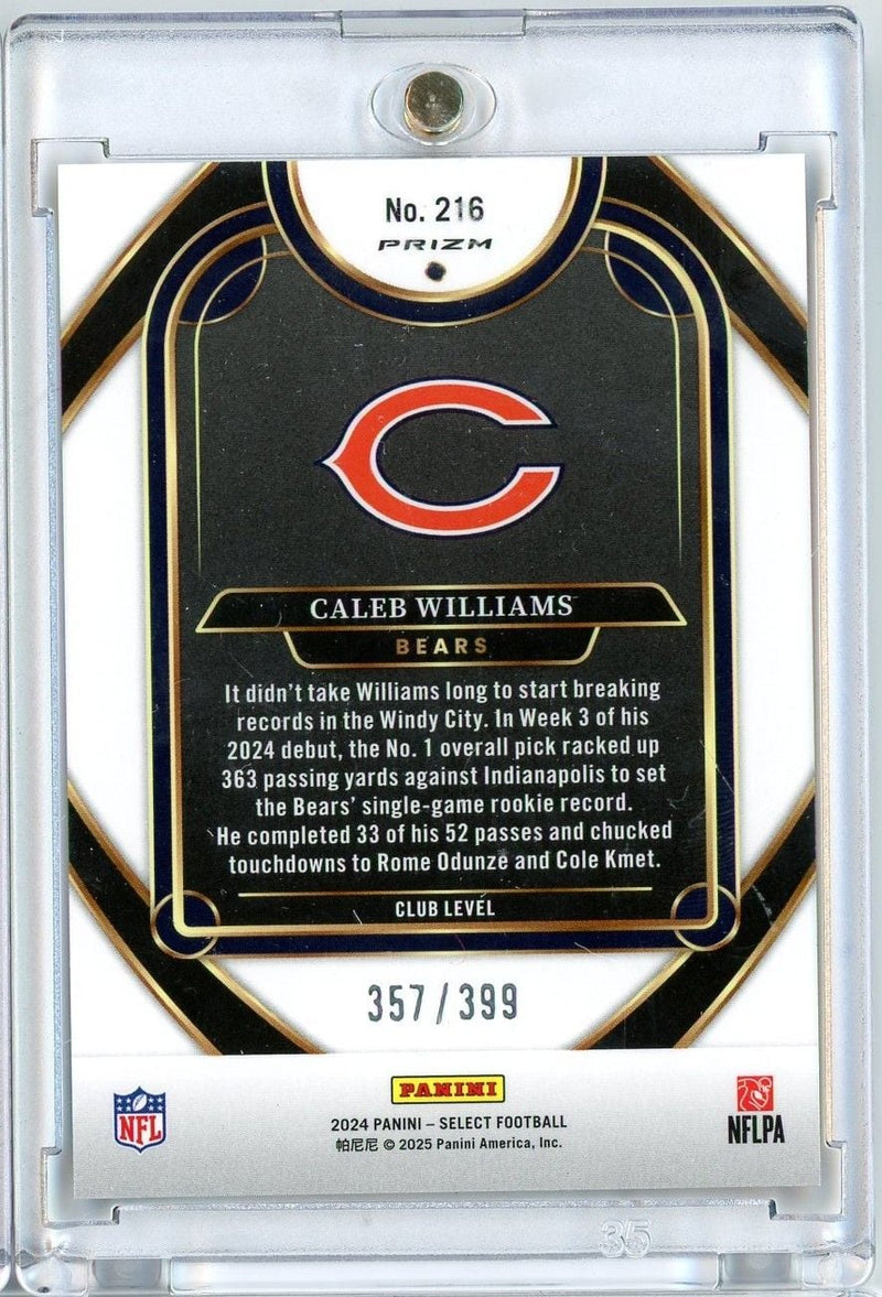 2024 Panini Select Caleb Williams #216 Orange Shock /399 Rookie RC Football Card