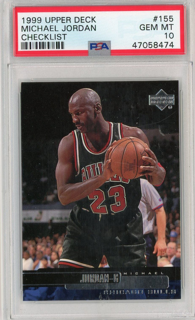 Graded 1999 Upper Deck Michael Jordan #155 Set Checklist 2 Basketball Card PSA 10 Gem Mint