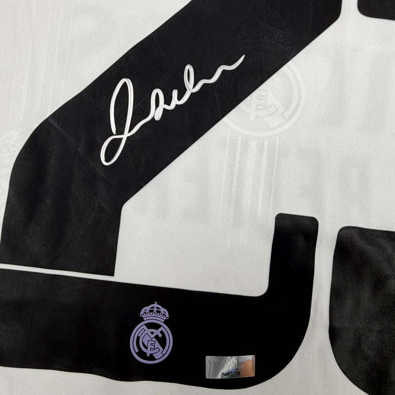 Autographed/Signed David Beckham Real Madrid White Soccer Jersey Panini Authentic COA
