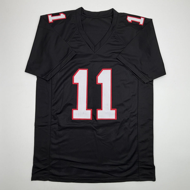 Autographed/Signed Julio Jones Atlanta Black Retro Football Jersey Beckett BAS COA