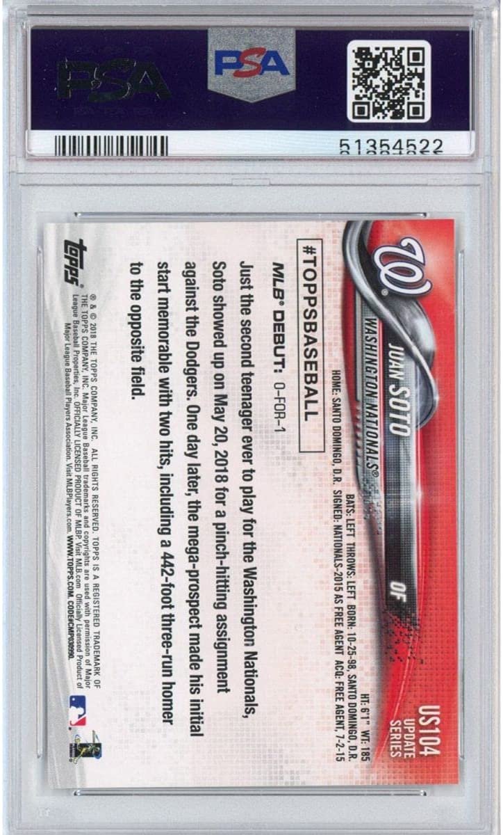 Graded 2018 Topps Update Juan Soto #US104 Rookie RC Baseball Card PSA 10 Gem Mint