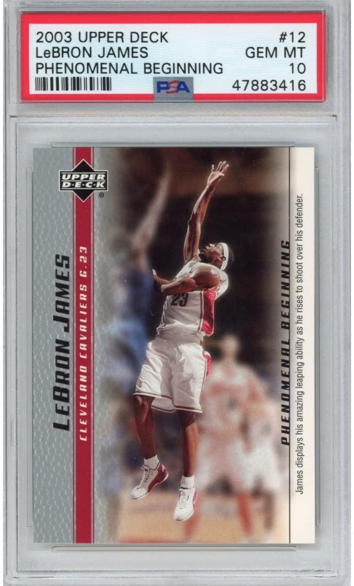 Graded 2003 Upper Deck LeBron James #12 Phenomenal Beginning Rookie RC Basketball Card PSA 10 Gem Mint