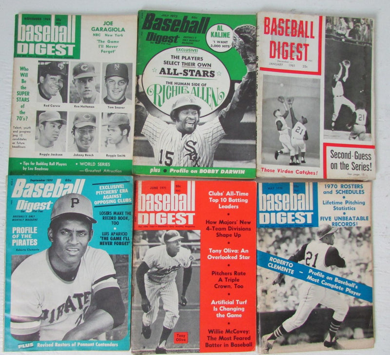 Lot of 36 Baseball Digest '60(5) '61(7)'62(3) '65-'67(4) '71(4) '72(8)  147003
