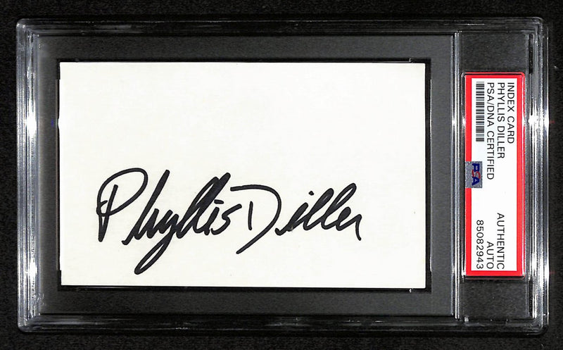 Phyllis Diller Signed 3x5 Index Card Stand-up Comedian PSA/DNA 184374