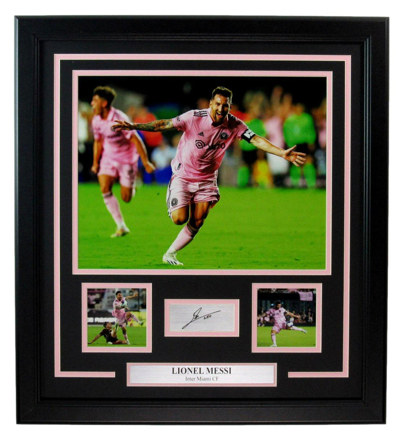Lionel Messi Laser Autographed Plate w/ Photo Collage Inter Miami Framed 183362