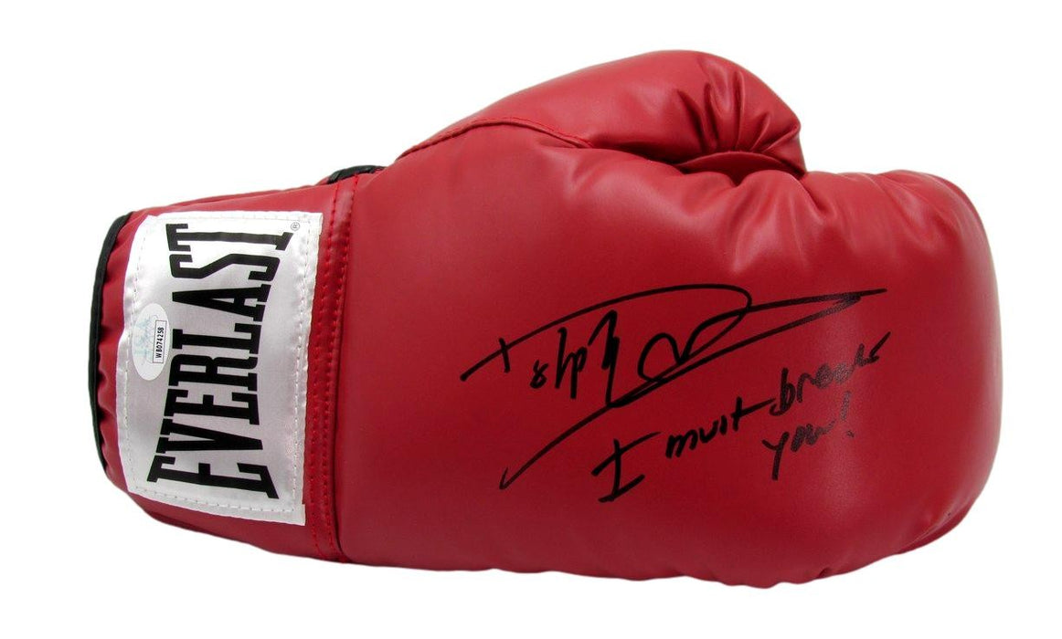 Dolph Lundgren Autographed/Inscr Right Boxing Glove "Balboa vs Drago" JSA 184774
