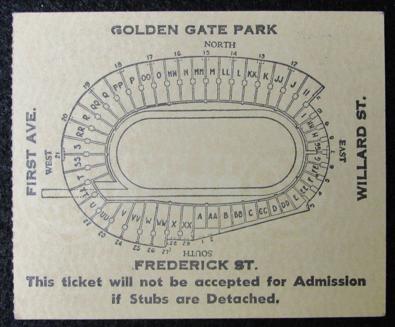 1951 East vs. West Shrine Game Ticket Stub Kezar Stadium San Francisco, CA