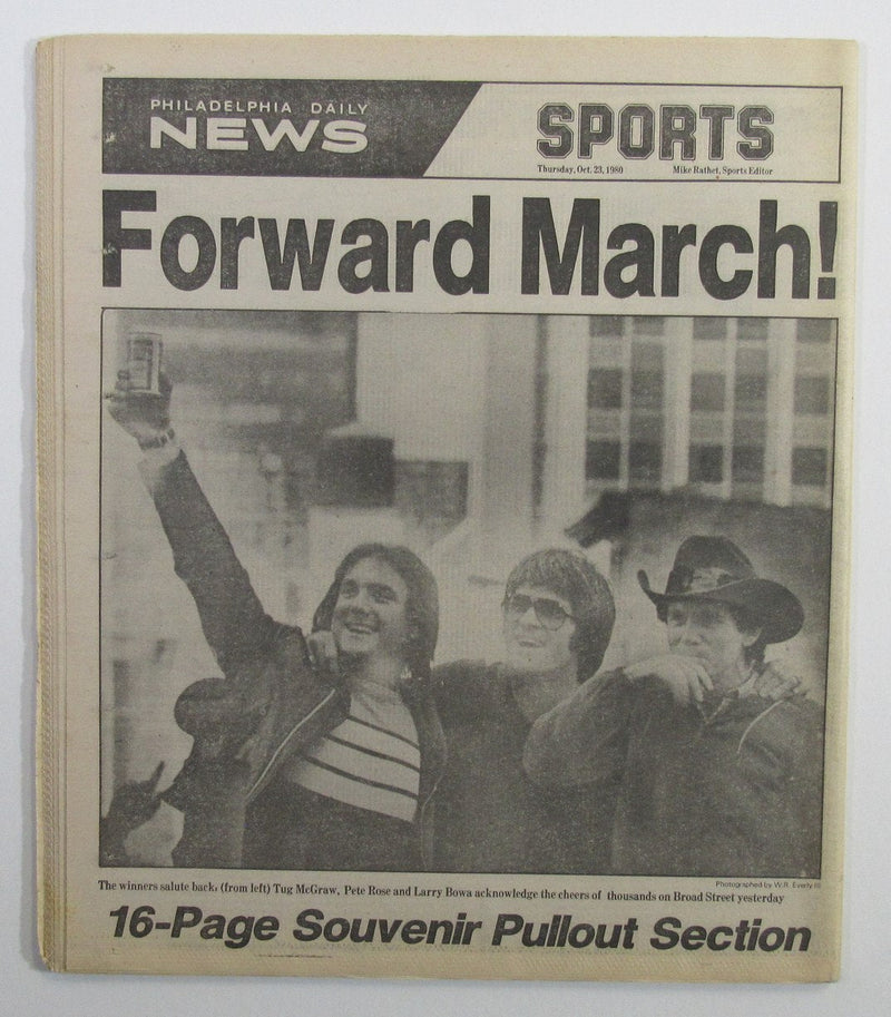 Philadelphia Phillies 1980 World Series Parade Philly Daily News Newspaper 10/23/80
