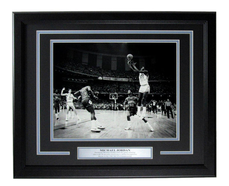 Michael Jordan 1982 THE SHOT  Unsigned 11x14 Photo UNC North Carolina Framed