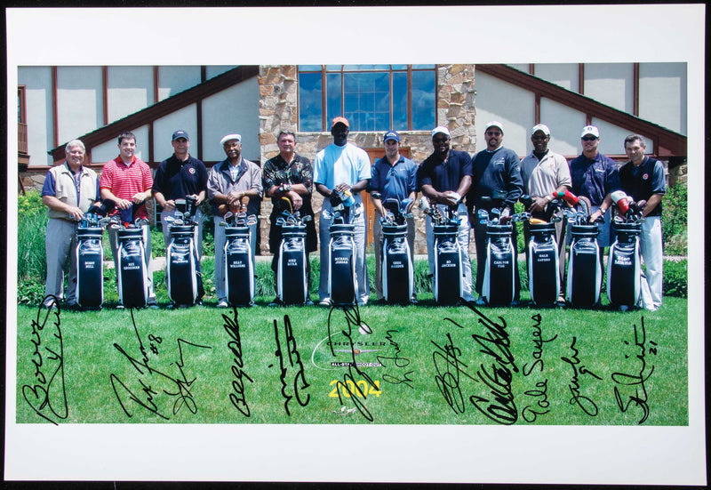 2004 All-Star Shoot Out photo Signed by 12 Chicago Athletes Michael Jordan JSA