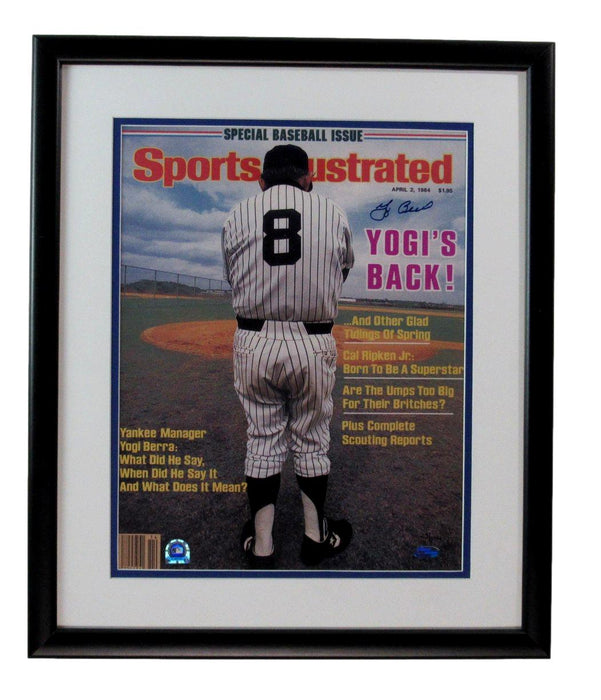 Yogi Berra HOF Autographed 1984 Sports Illustrated Magazine Cover Yankees Framed