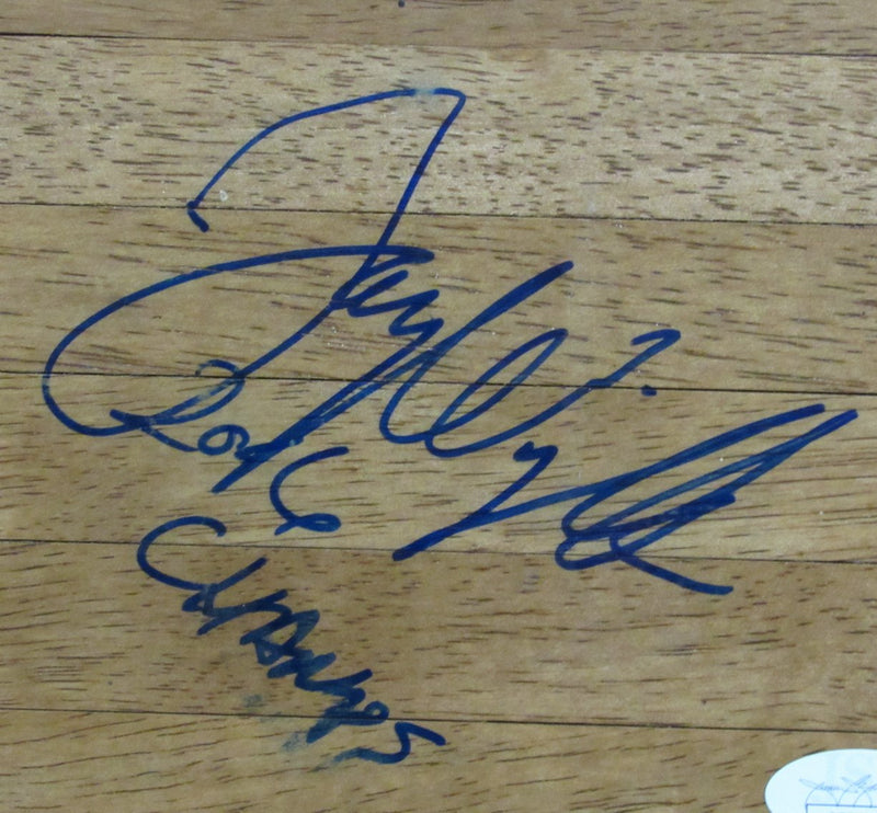 Jay Wright Autographed/Inscr 6x6 Floorboard Piece Villanova Basketball JSA
