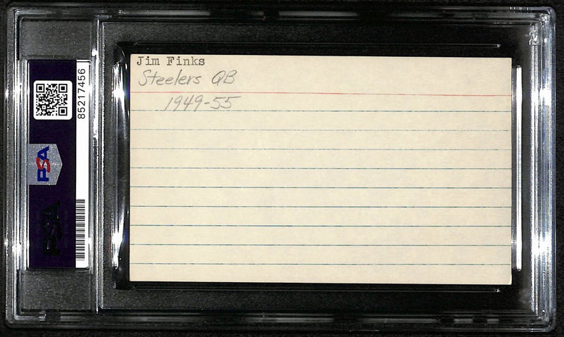 Jim Finks HOF Autographed/Signed 3x5 Index Card Vikings Steelers PSA/DNA 188501