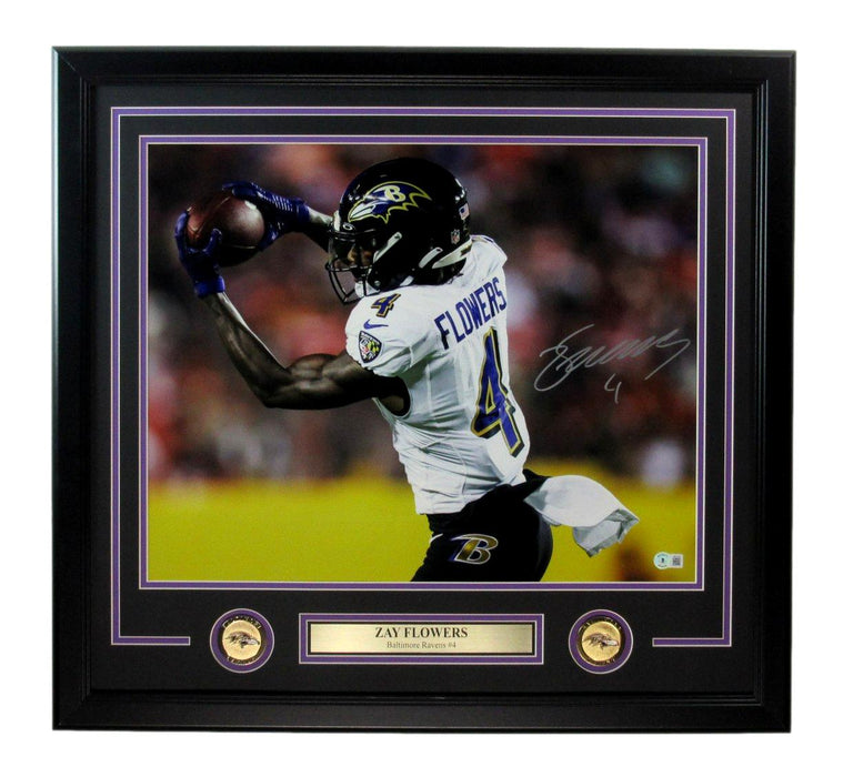 Zay Flowers Ravens Autographed 16x20 Photo Framed Beckett 184990