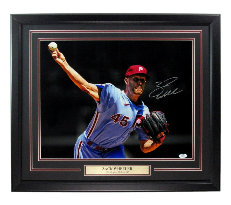 Zack Wheeler Signed 16x20 Photo Philadelphia Phillies Framed PSA/DNA 186169