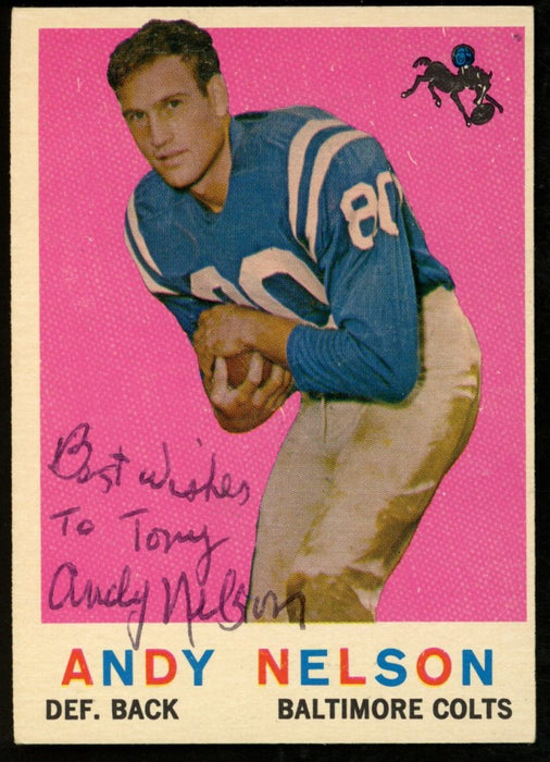 1959 TOPPS Football Card #62 Signed/Inscr Andy Nelson Baltimore Colts