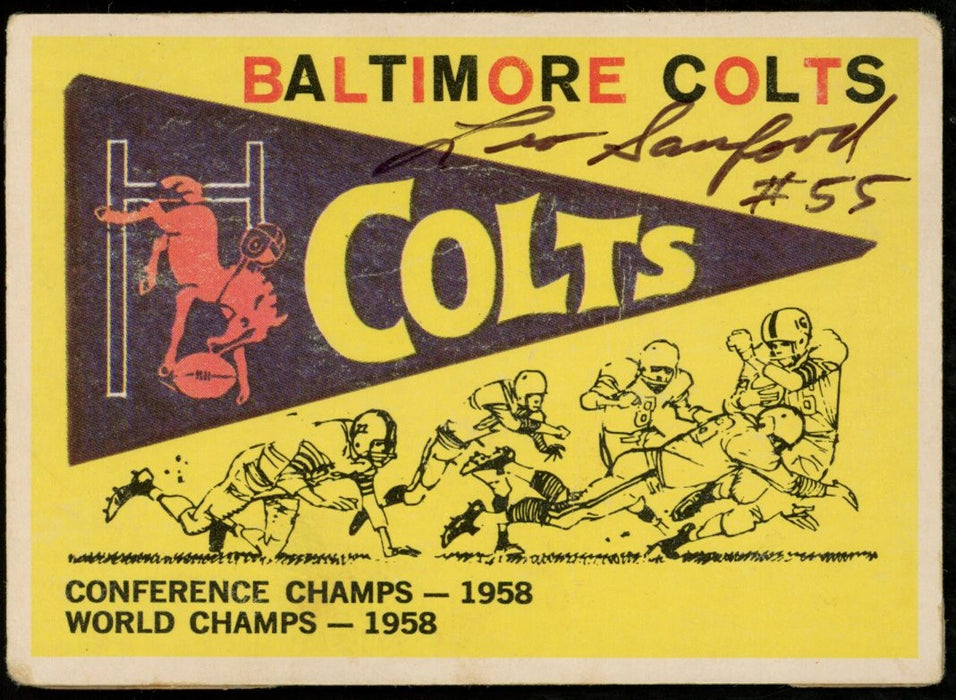 1959 TOPPS Football Card #68 Signed/Auto Leo Sanford Baltimore Colts