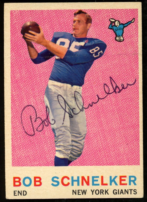 1959 TOPPS Football Card #128 Signed/Auto Bob Schnelker New York Giants