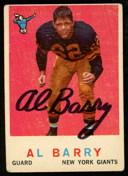 1959 TOPPS Football Card #138 Signed/Auto Al Barry New York Giants
