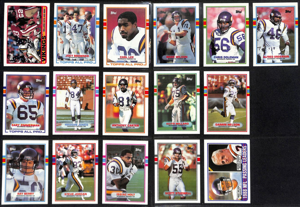 1989 TOPPS Football Minnesota Vikings  Complete Team Set 16/16 Cards 189279