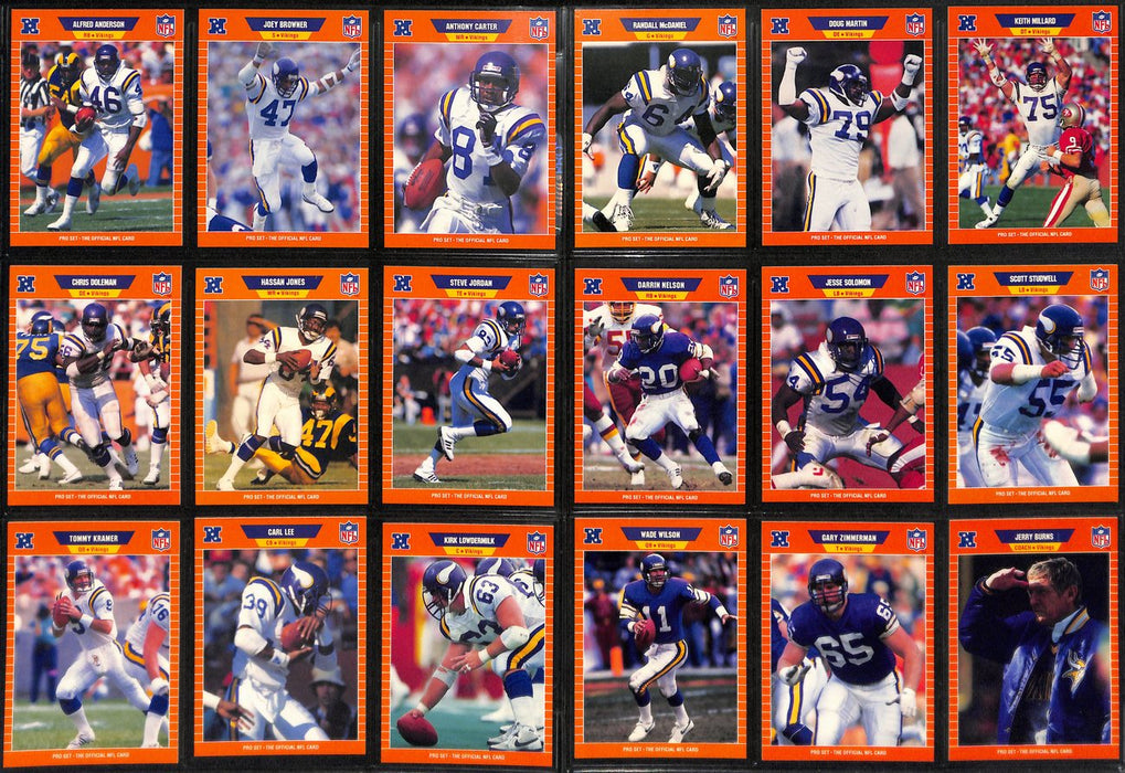 1989 Pro Set Football Minnesota Vikings  Complete Team Set 27/27 Cards 189280