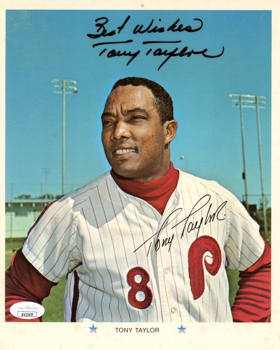 Tony Taylor Signed/Inscribed 8x10 ARCO Photo Philadelphia Phillies JSA 190056