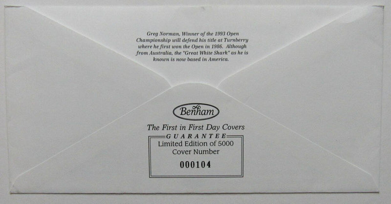 Greg Norman Autographed 1994 FDC First Day Cover The British Open Benham