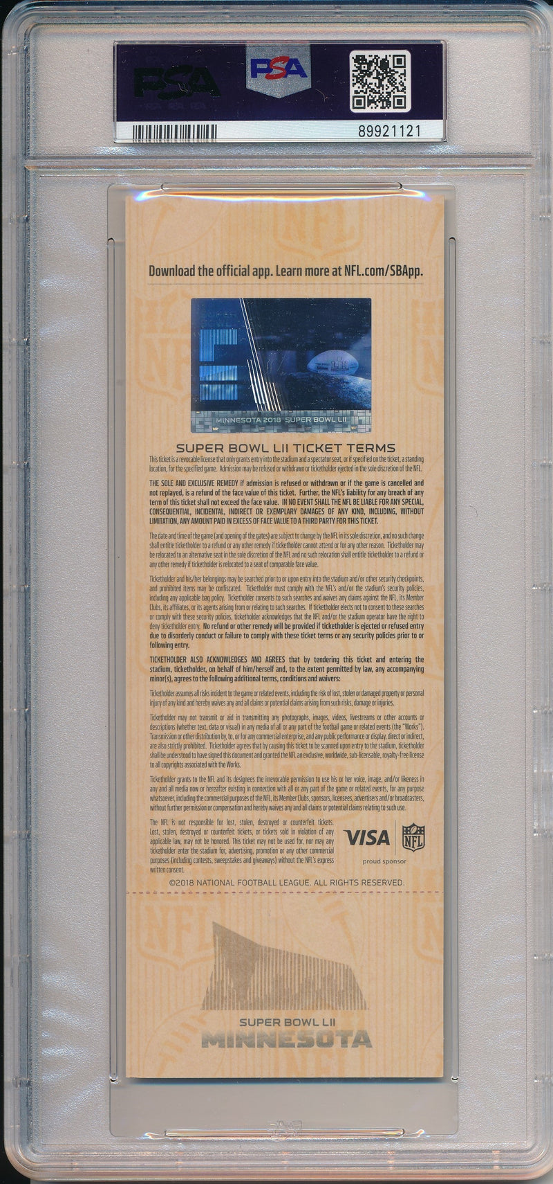 Nick Foles Signed/Inscr 2018 Super Bowl 52 LII FULL Ticket PSA/DNA AUTO 9 190096