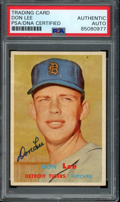 1957 TOPPS Don Lee #379 Auth Card Signed Detroit Tigers PSA/DNA 184090