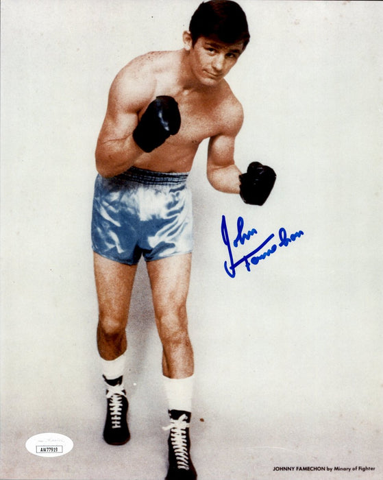 Johnny Famechon Signed/Autographed 8x10 B/W Boxing Photo JSA 191025