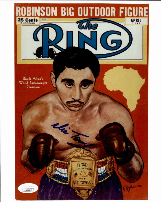 Vic Toweel Signed/Autographed 1952 The Ring Magazine Cover Photo JSA 191027
