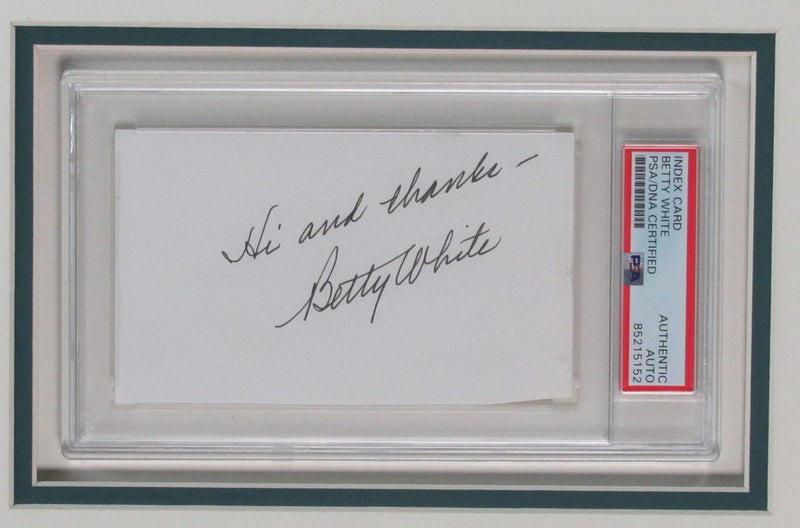 Betty White "Golden Girls" Signed/Inscr 3x5 Index Card w/Photo Framed PSA 191934