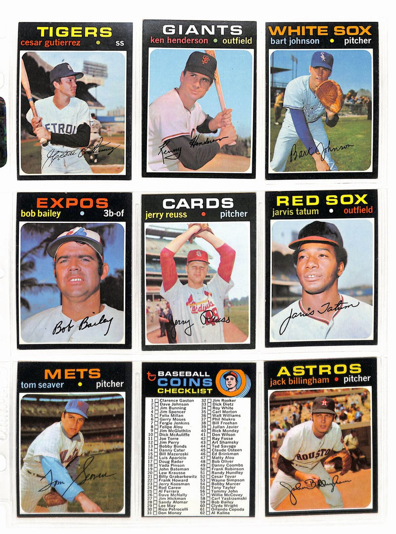 1971 Topps Baseball Card Complete Set (1-752) Clemente Aaron Ryan Bench 189640