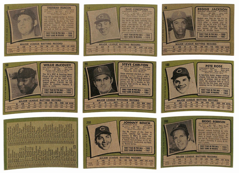 1971 Topps Baseball Card Complete Set (1-752) Clemente Aaron Ryan Bench 189640