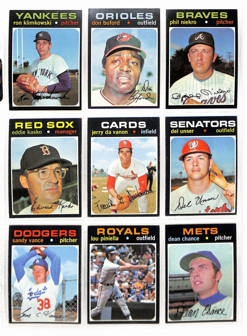 1971 Topps Baseball Card Complete Set (1-752) Clemente Aaron Ryan Bench 189640