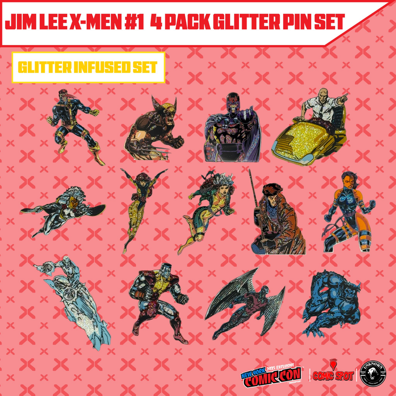 Jim Lee X-Men #1 4 Pack Exclusive Enamel GLITTER ✨ NYCC EXCLUSIVE Pin Set Only 250 Made (10/22/2025)