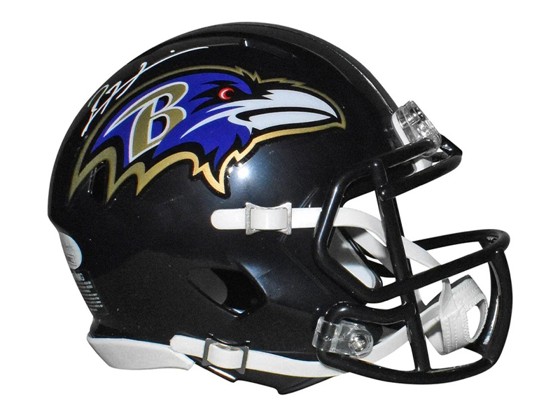  Ray Lewis Autographed Baltimore Ravens Speed Mini Football Helmet (JSA)