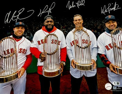 Pearce Ortiz Lowell Ramirez Signed Red Sox WS MVP 16x20 Photo Beckett W BAS COA