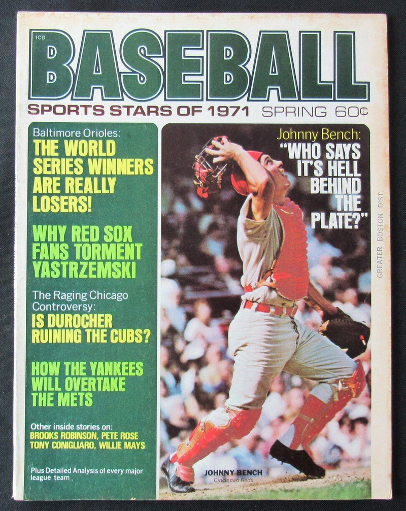 Spring 1971 Baseball Magazine Johnny Bench Cincinnati Reds on Cover