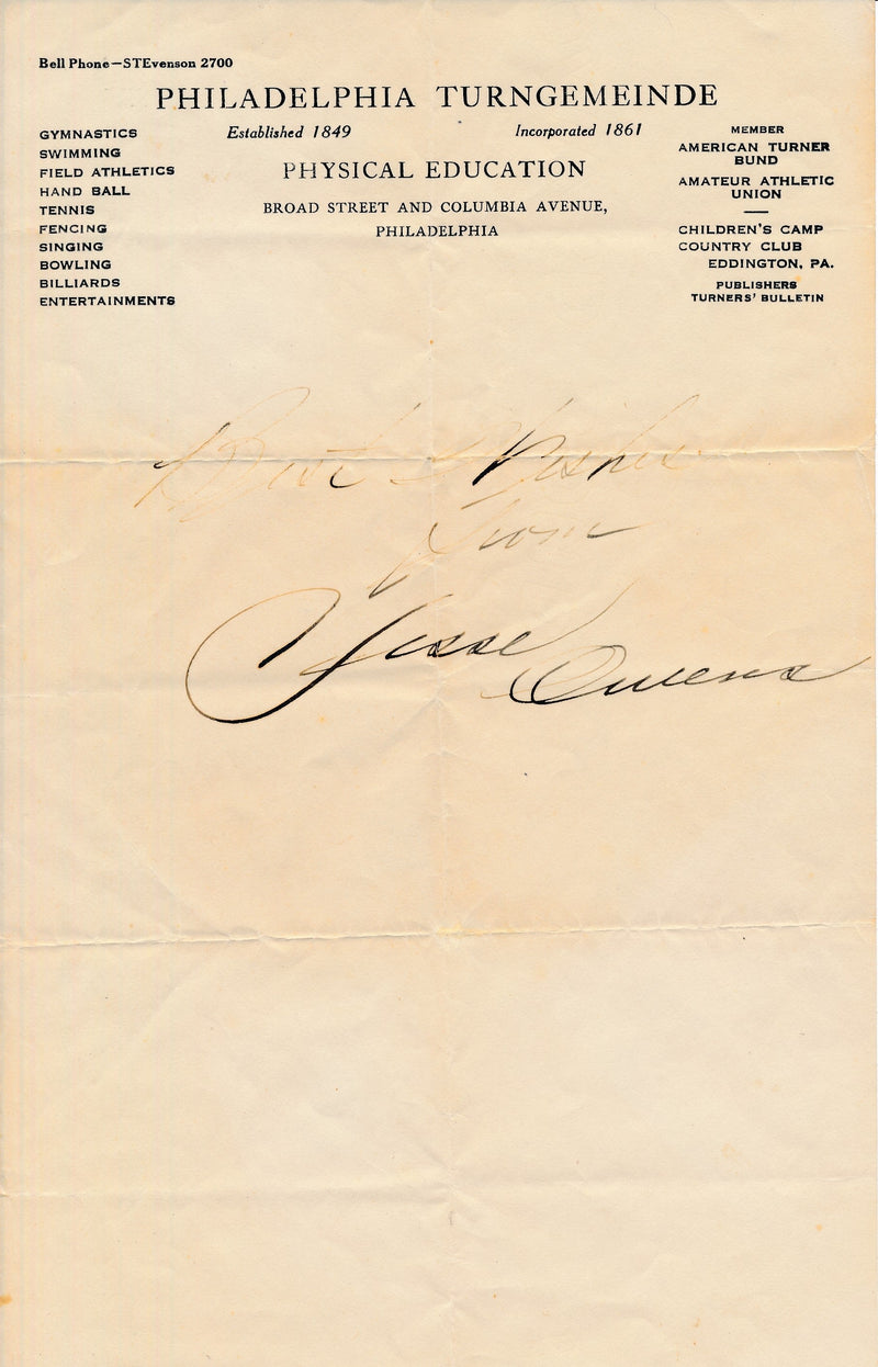 Jesse Owens Autographed/Inscribed "Best Wishes From" Letter Beckett 179565