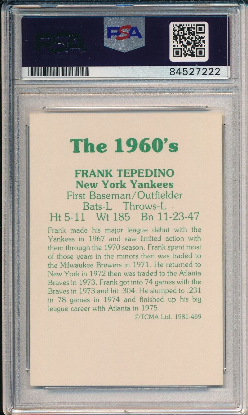 Frank Tepedino Yankees Signed/Autographed 1981 TCMA Card #469 PSA/DNA 166445